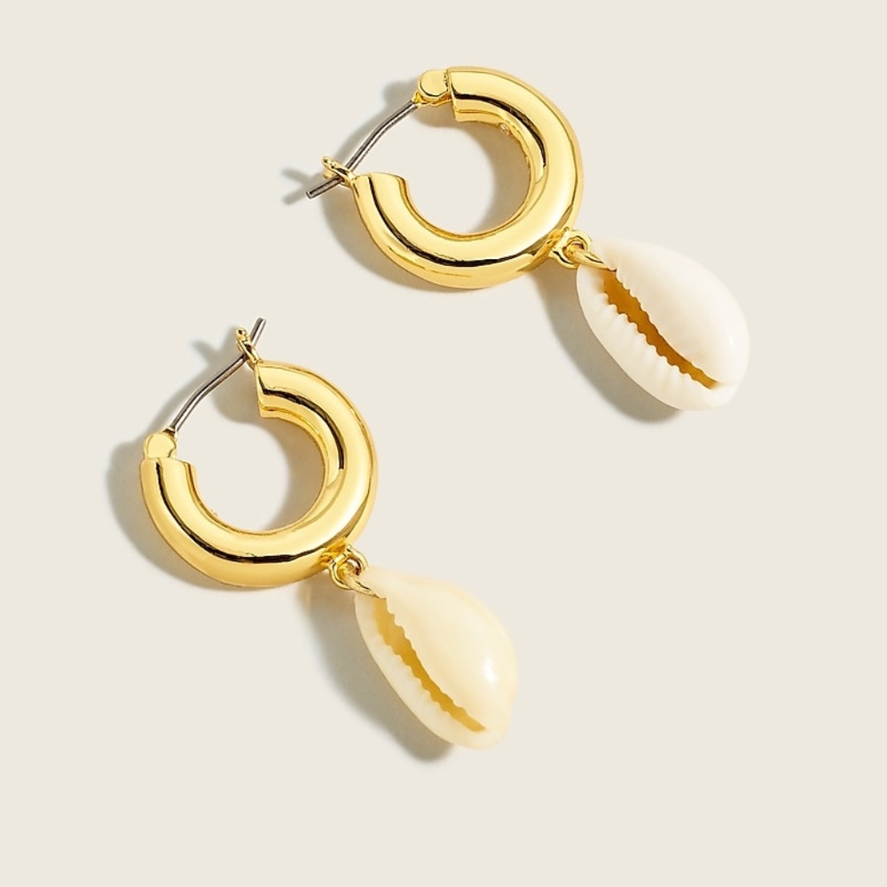 NWT - J.Crew - Cowrie shell drop huggie hoop earrings